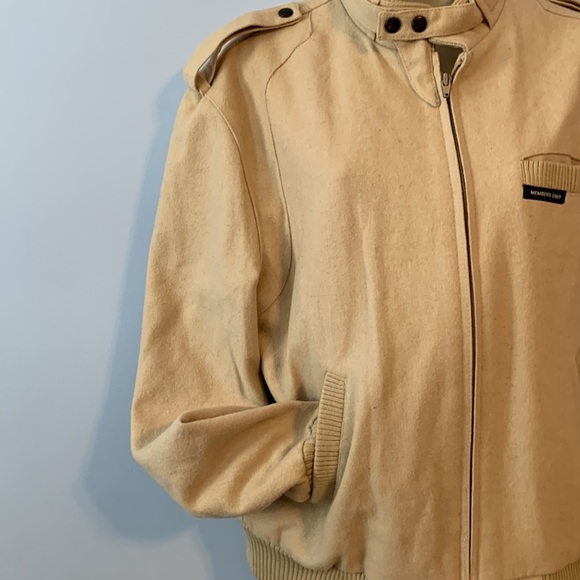 Members only cream oatmeal wool bomber aviator jacket coat size 40 vintage 80’s - Picture 5 of 13
